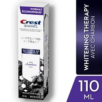 Crest 3D White Whitening Therapy Charcoal Deep Clean Fluoride Toothpaste, Invigorating Mint, 110 mL