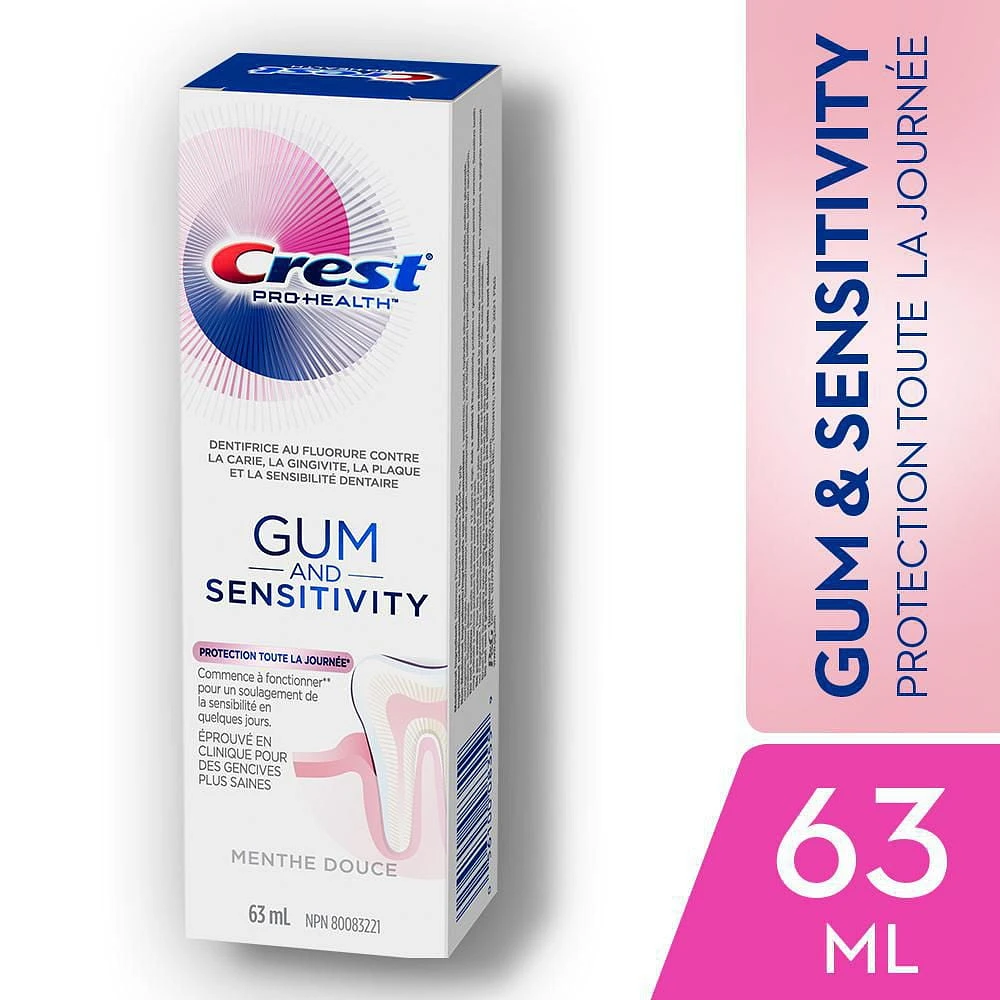 Crest Gum and Sensitivity, Sensitive Toothpaste All Day Protection, 63 mL