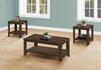 Monarch Specialties Table Set, 3pcs Set, Coffee, End, Side, Accent, Living Room, Laminate, Walnut, Transitional