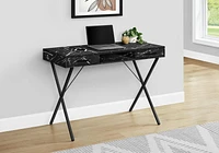 Monarch Specialties Computer Desk, Home Office, Laptop, Left, Right Set-up, Storage Drawers, 42"l, Work, Metal, Laminate, Black Marble Look, Contemporary, Modern