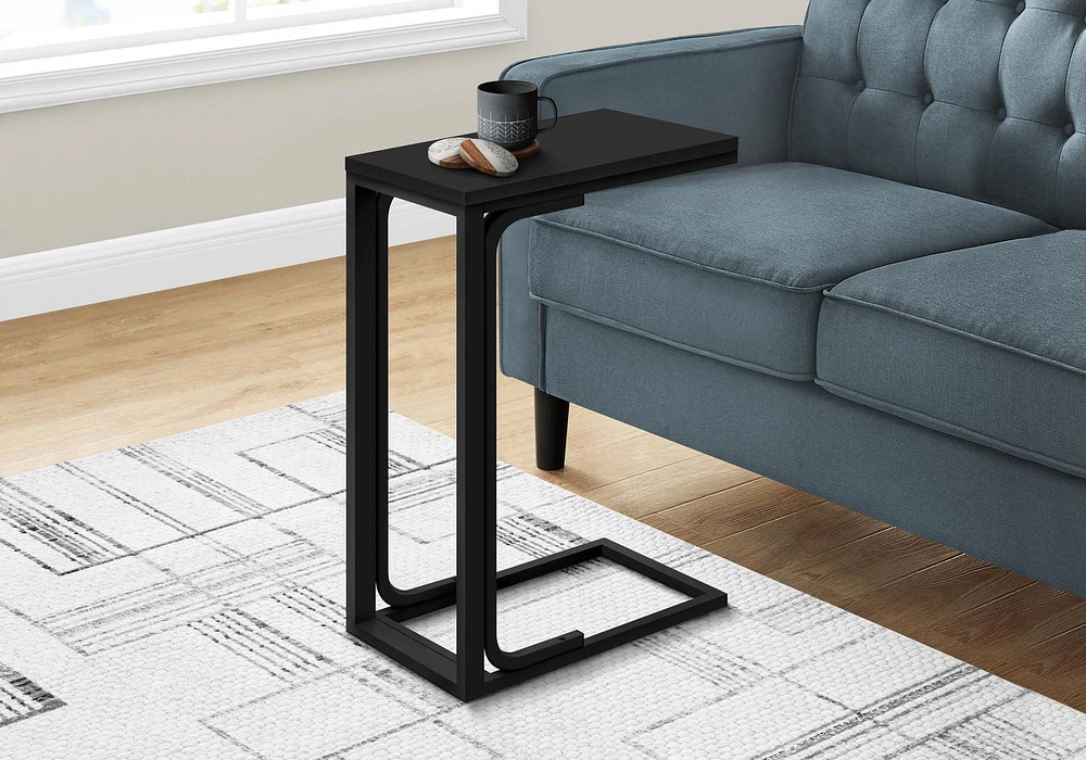 Monarch Specialties Accent Table, C-shaped, End, Side, Snack, Living Room, Bedroom, Metal, Laminate, Black, Contemporary, Modern