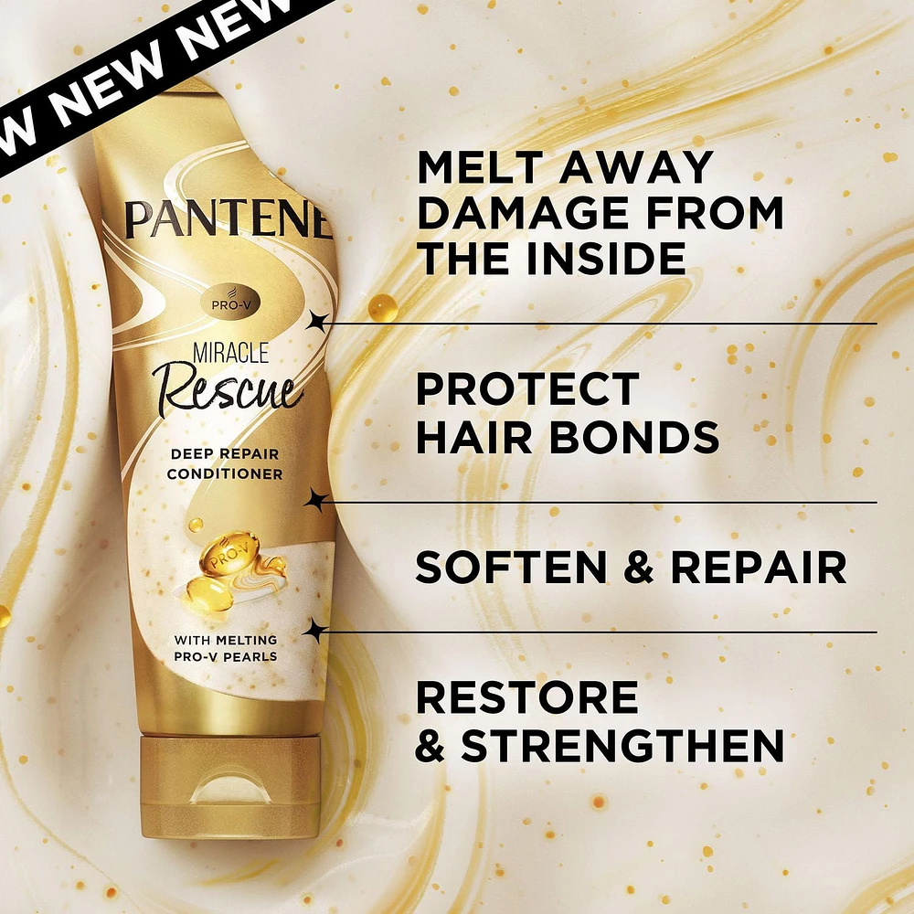 Revitalisant réparateur en profondeur Pantene Pro-V Miracle Rescue avec perles fondantes Pro-V, transforme les cheveux, adoucit, répare de l’intérieur, 237 mL Ages 4+