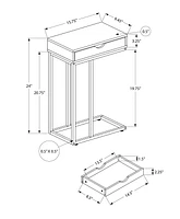 Monarch Specialties Accent Table, C-shaped, End, Side, Snack, Storage Drawer, Living Room, Bedroom, Metal, Laminate, White Marble Look, Grey, Contemporary, Modern