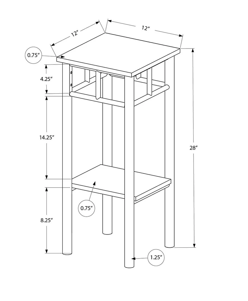 Monarch Specialties Accent Table, Side, End, Plant Stand, Square, Living Room, Bedroom, Metal, Laminate, Black, Contemporary, Modern