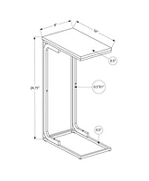 Monarch Specialties Accent Table, C-shaped, End, Side, Snack, Living Room, Bedroom, Metal, Laminate, White, Contemporary, Modern