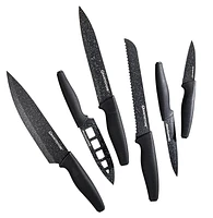 GraniteStone Nutriblade 6 Piece Knife Set, High Grade Razor Sharp Blades Kitchen Knife Set, Toughened Stainless Steel with Nonstick Mineral Coated Surface, Rubberized Ergonomic Grip, Dishwasher Safe