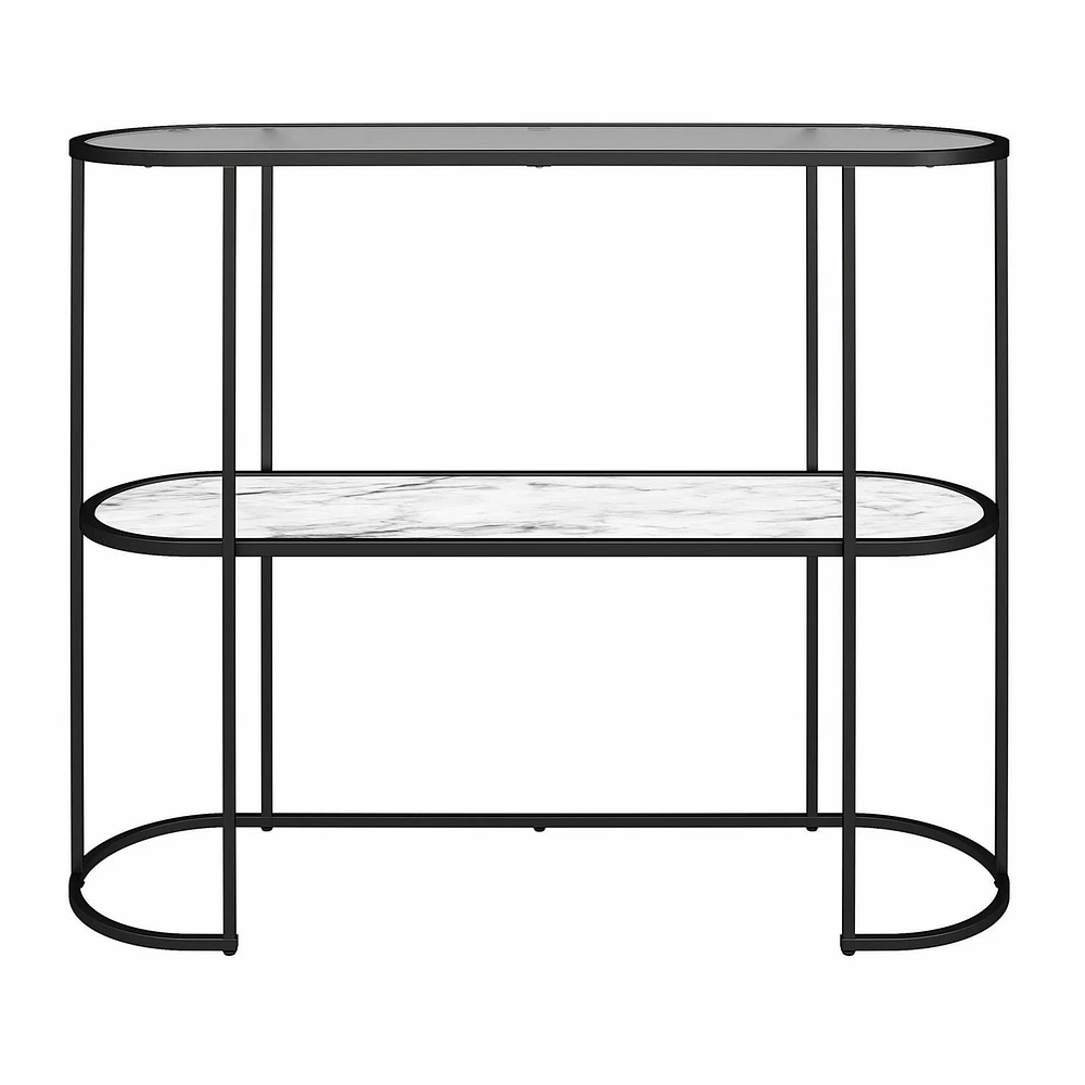 Mr. Kate Moon Phases Console Table, White Marble/Glass