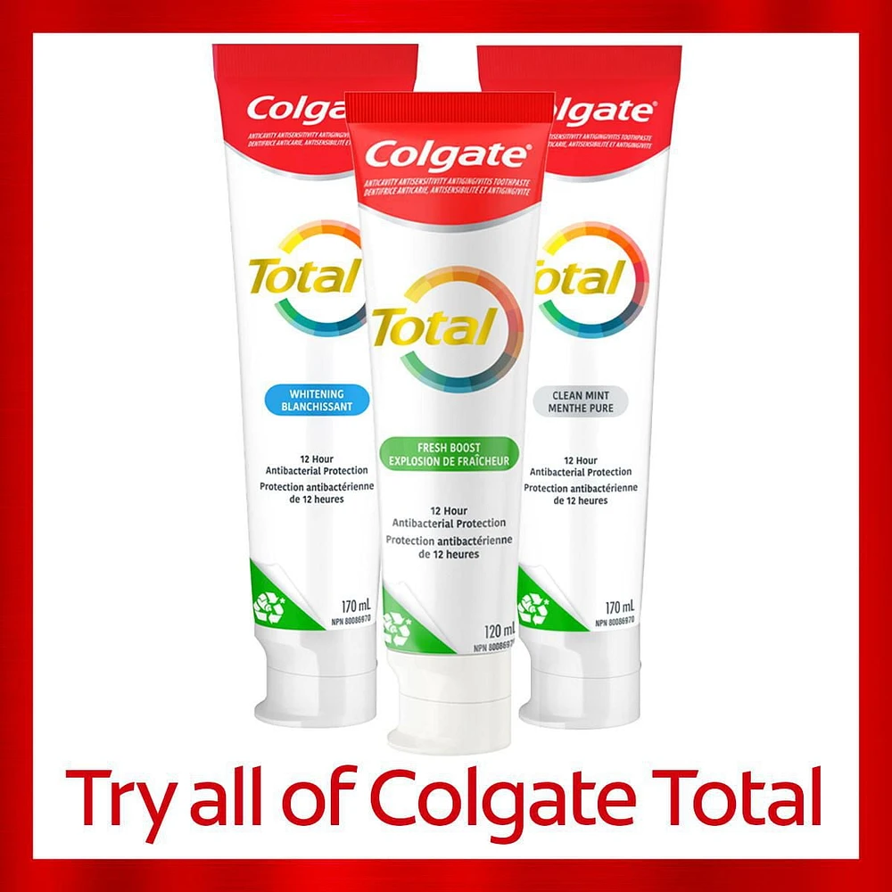 Colgate Total Whitening Toothpaste, 120 mL, 3-pack, Gel, 3 x 120 mL