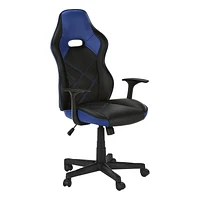 Monarch Specialties Office Chair, Gaming, Adjustable Height, Swivel, Ergonomic, Armrests, Computer Desk, Work, Pu Leather Look, Metal, Blue, Black, Contemporary, Modern