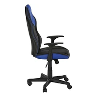 Monarch Specialties Office Chair, Gaming, Adjustable Height, Swivel, Ergonomic, Armrests, Computer Desk, Work, Pu Leather Look, Metal, Blue, Black, Contemporary, Modern