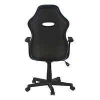 Monarch Specialties Office Chair, Gaming, Adjustable Height, Swivel, Ergonomic, Armrests, Computer Desk, Work, Pu Leather Look, Metal, Blue, Black, Contemporary, Modern