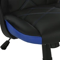 Monarch Specialties Office Chair, Gaming, Adjustable Height, Swivel, Ergonomic, Armrests, Computer Desk, Work, Pu Leather Look, Metal, Blue, Black, Contemporary, Modern