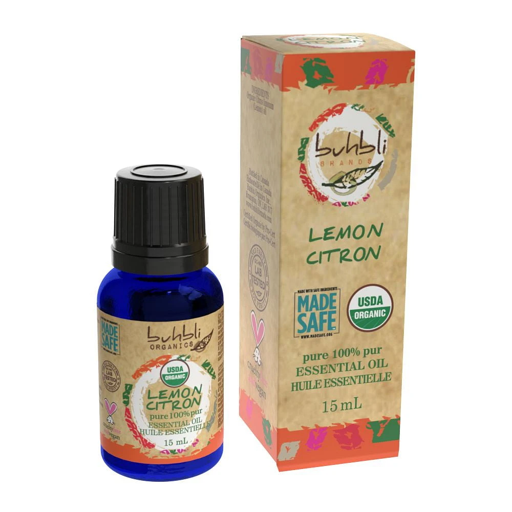 Buhbli Organics - Organic Lemon Essential Oil, 15ml, Organic & 100% Pure