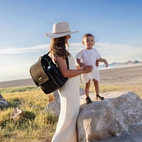 Petunia Pickle Bottom Boxy Backpack Diaper Bag in Graphite Black - Diaper Bag Backpack - Insulated Compartments