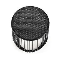 HOMETRENDS Patio Wicker Side Table - Black, All-weather, Rust- resistant