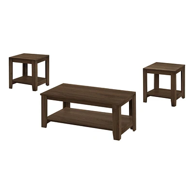 Monarch Specialties Table Set, 3pcs Set, Coffee, End, Side, Accent, Living Room, Laminate, Walnut, Transitional