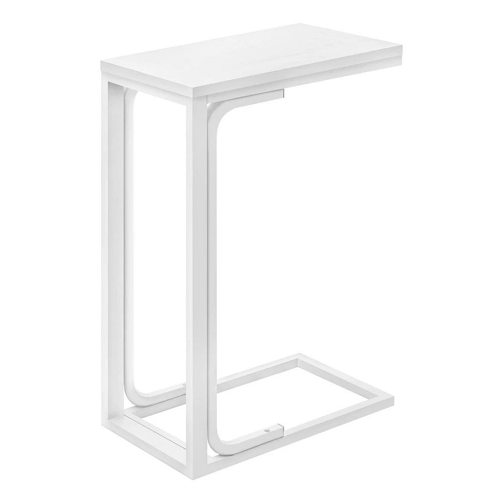 Monarch Specialties Accent Table, C-shaped, End, Side, Snack, Living Room, Bedroom, Metal, Laminate, White, Contemporary, Modern