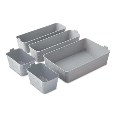 5 Piece Mini Flex Bin Set, Flexible Storage Bins