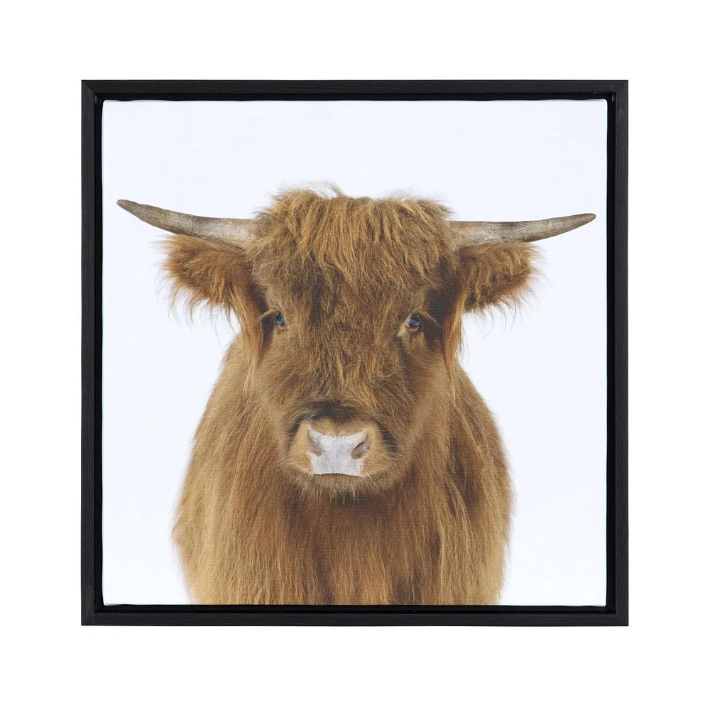 Sentra Highland Cows Framed Canvas Art Set, 13in W x 13in H x 1in D