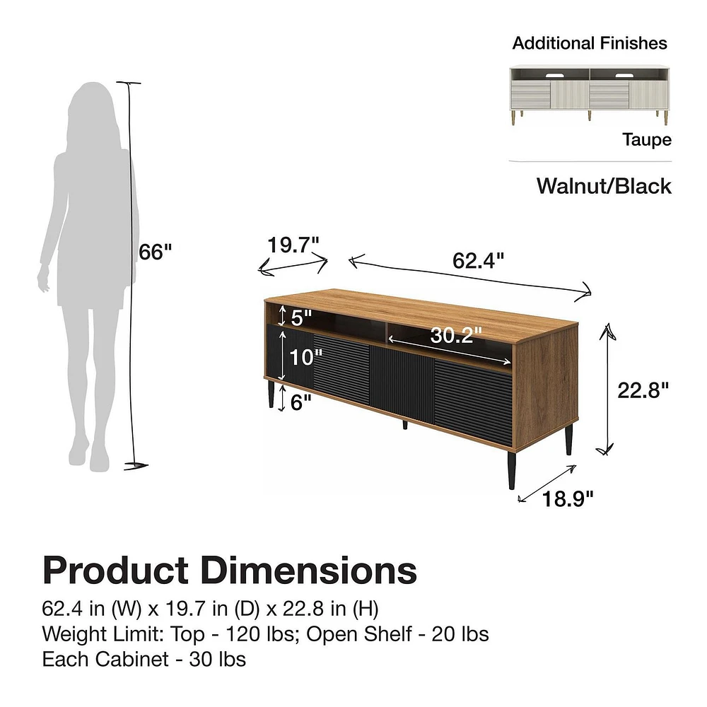 Mr. Kate Daphne TV Console, Walnut and Black