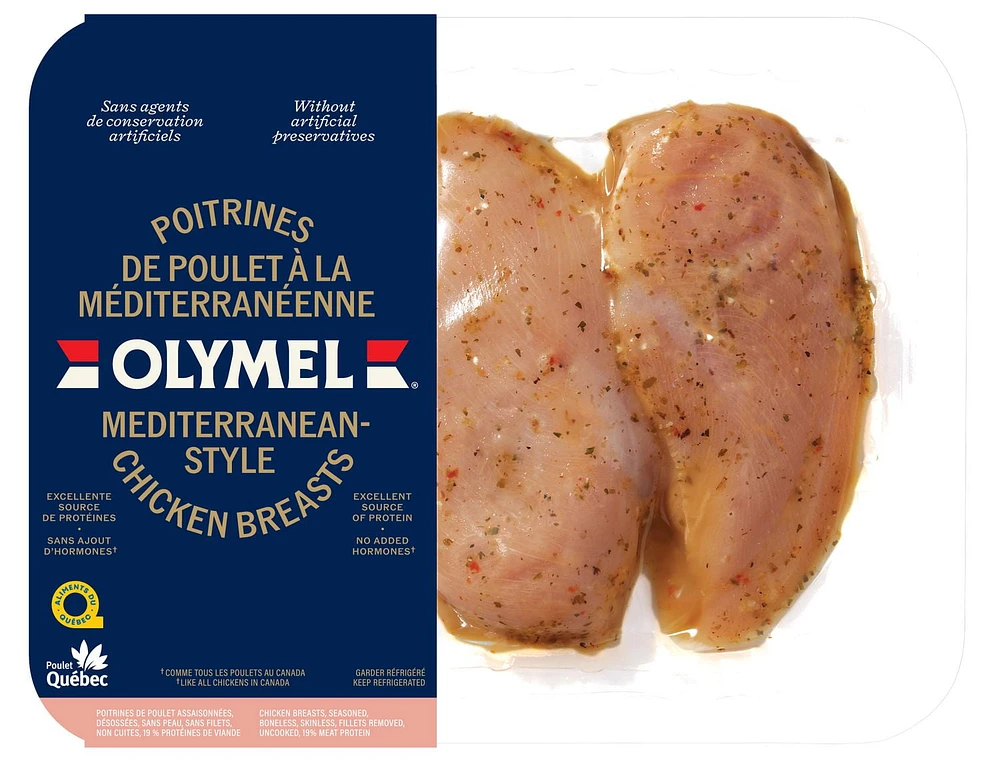 Poitrines de poulet à la Méditérannéenne, poulet à la Méditérannéenne, 0.55 - 0.85 KG