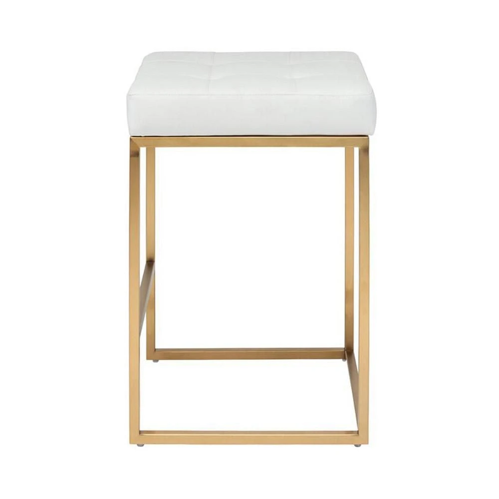 PIPE II COUNTER STOOL with tufted cushion and brushed gold stainless steel frame SET OF 4