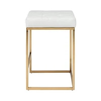 PIPE II COUNTER STOOL with tufted cushion and brushed gold stainless steel frame SET OF 4