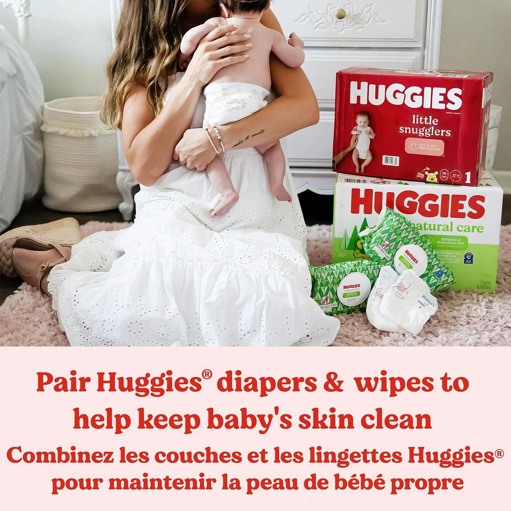 Lingettes pour bébés Huggies Natural Care pour peau sensible, NON PARFUMÉES, 3 recharges, total de 624 lingettes total de 624 lingettes