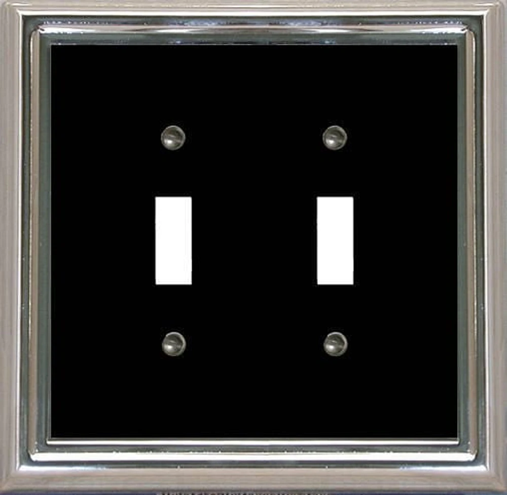 Atron Electro Industries Estate Black on Chrome Double Toggle Wall Plate