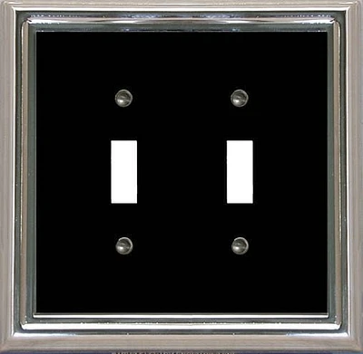 Atron Electro Industries Estate Black on Chrome Double Toggle Wall Plate