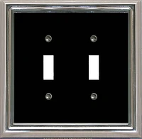 Atron Electro Industries Estate Black on Chrome Double Toggle Wall Plate