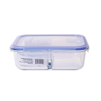 Mainstays 1520ML RECTANGLE GLASS FOOD STORAGE WITH DIVIDER, 1520ML RECT STORAGE WITH DIVIDER