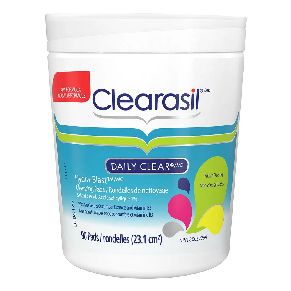 Clearasil Daily Clear Daily Pore Cleansing Pads, Acne Treatment, 90 pads