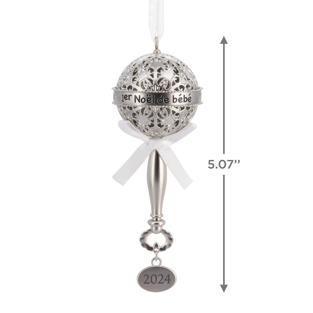 Hallmark Christmas Ornament (1er Noël de Bébé Silver Baby Rattle 2024 Metal)