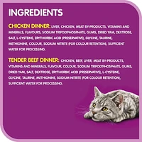 Whiskas Meaty Selections Chicken & Tender Beef Dinner Paté Variety Pack Adult Wet Cat Food, 12x100g