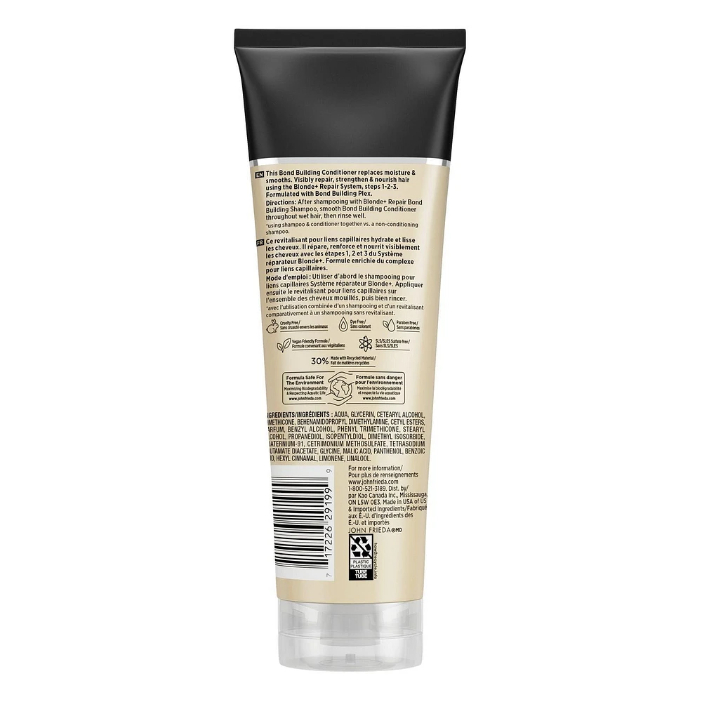 John Frieda Blonde+ Repair System, Bond Building Conditioner, for Damaged Blonde Hair | STEP 3, 250mL