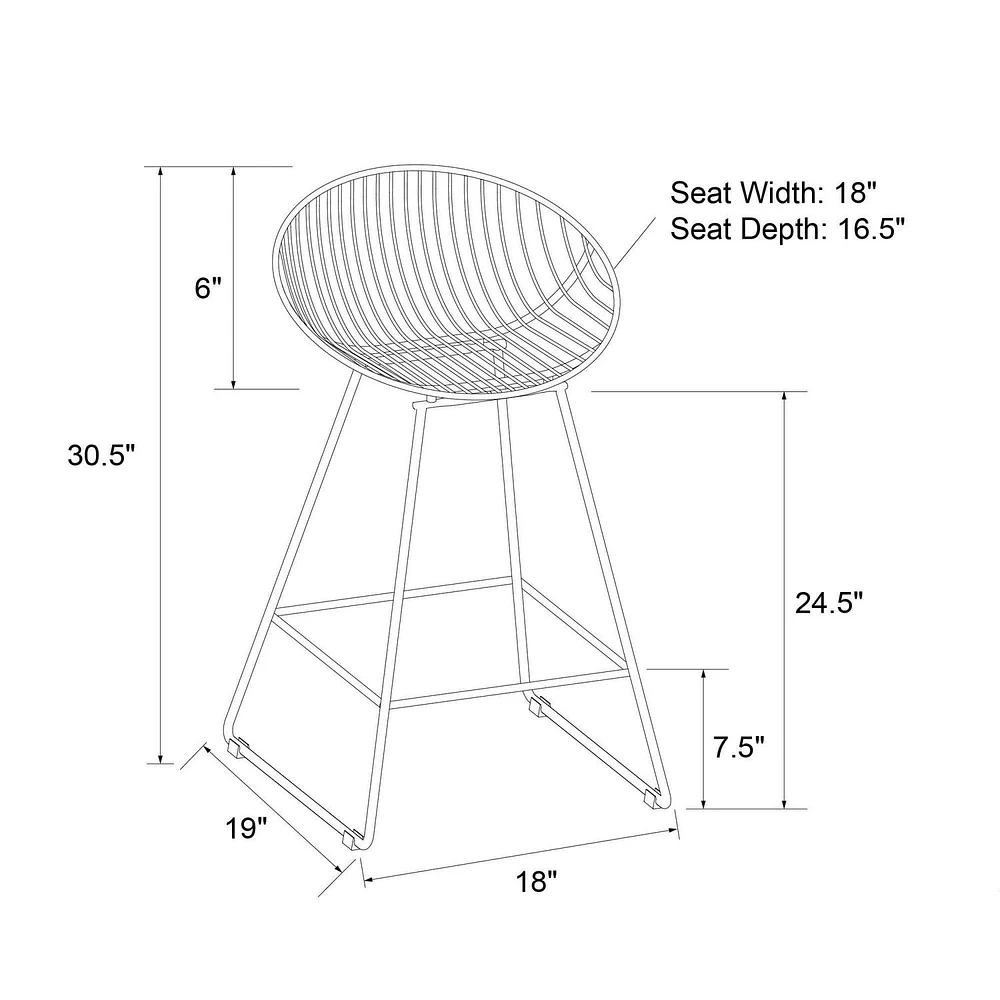 CosmoLiving Ellis Wire Counter Height Bar Stool