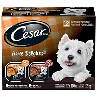 Cesar Home Delights Beef Stew and Chicken, Noodle & Vegetable Variety Pack Soft Wet Adult Dog Food, 12x100g