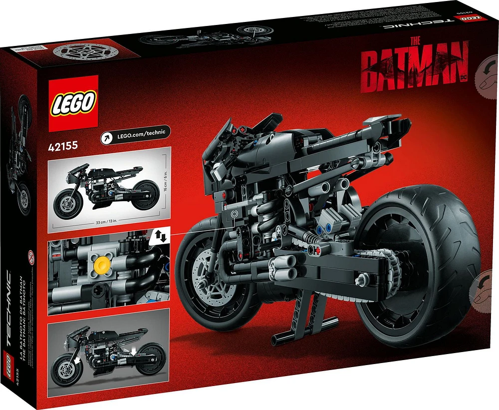 LEGO Technic THE BATMAN – BATCYCLE Set 42155, Collectible Toy Motorcycle, Scale Model Building Kit of the Iconic Super Hero Bike from 2022 Movie, Includes 641 Pieces, Ages 9+