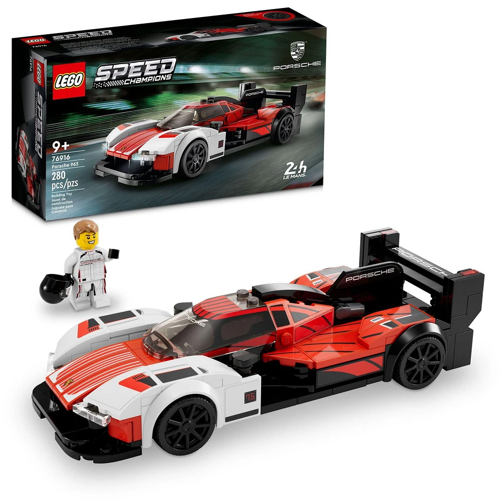 LEGO Speed Champions Porsche 963 76916, Model Car Building Kit, Collectible Race Car Toy with Driver Minifigure, Makes a Great Gift for Teens, Includes 280 Pieces, Ages 9+