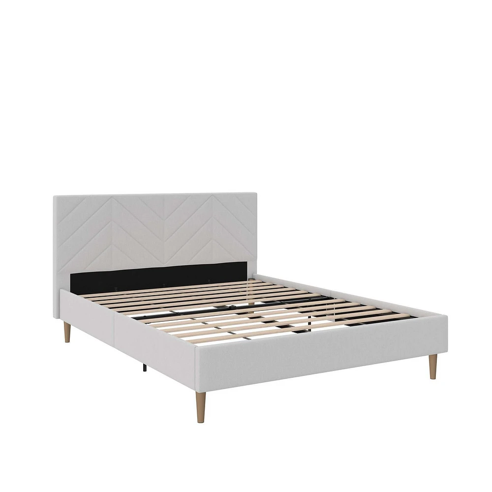 DHP Andrea Tufted Upholstered Platform Bed, Full, Gray Linen