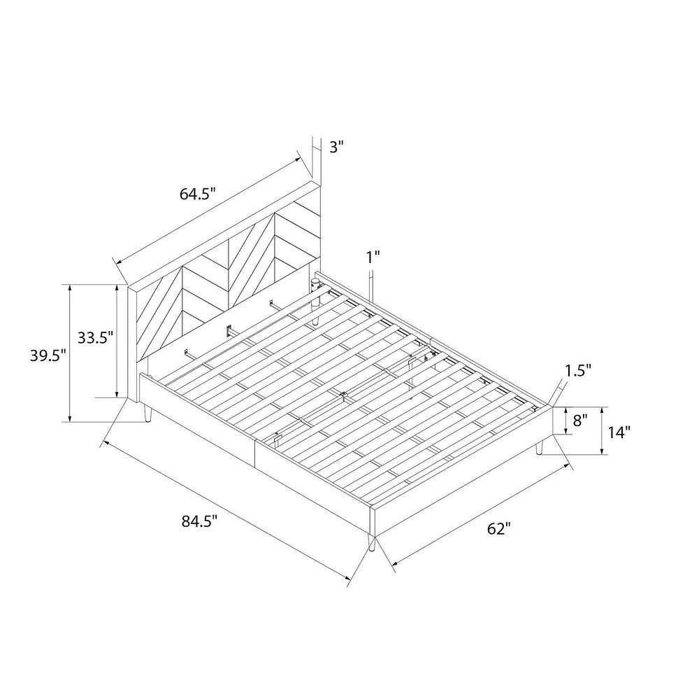 DHP Andrea Tufted Upholstered Platform Bed, Queen, Gray Linen