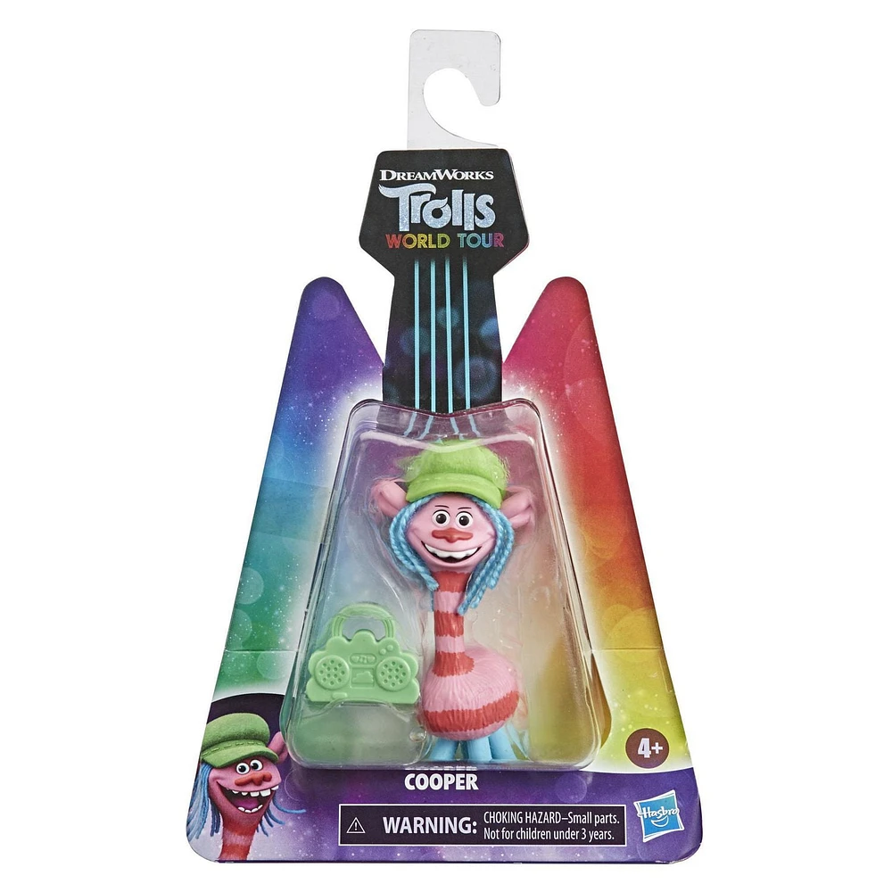 DreamWorks Trolls World Tour Cooper, Collectible Doll with Boombox Accessory and Hat, Toy Figure Inspired by the Movie Trolls World Tour