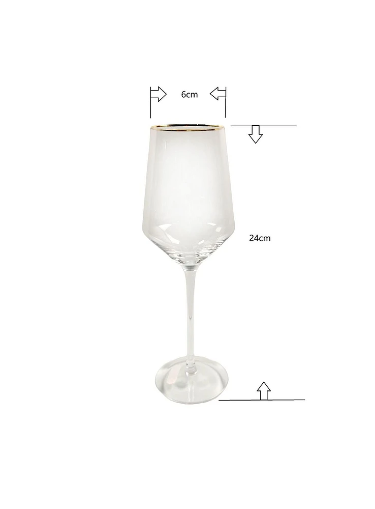 FRAÎCHE Holiday Gold Rim Wine Glasses, 4 pack, Made of glass, With Gold Rim, Wine Glass 4PK, FRAICHE