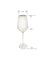 FRAÎCHE Holiday Gold Rim Wine Glasses, 4 pack, Made of glass, With Gold Rim, Wine Glass 4PK, FRAICHE