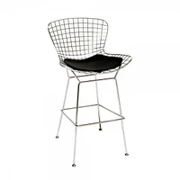 Plata Import - Bertoia Stool  in Chrome and Black with  Cushion Seat