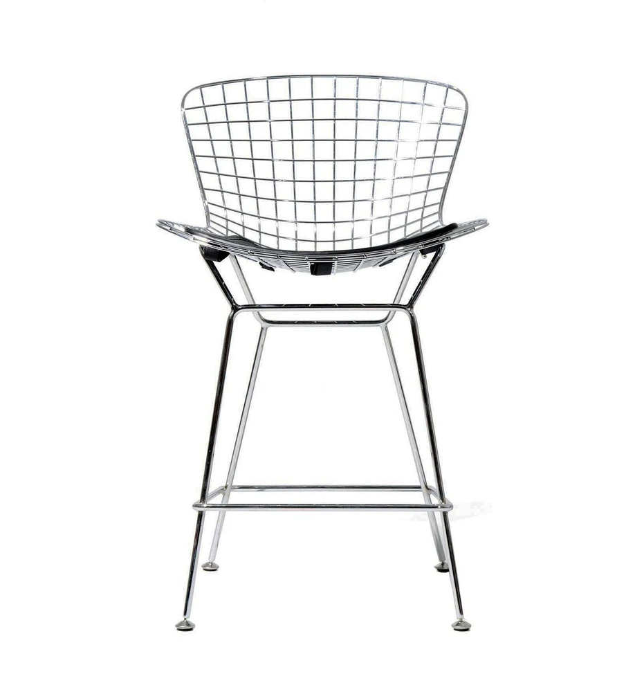 Plata Import - Bertoia Stool  in Chrome and Black with  Cushion Seat