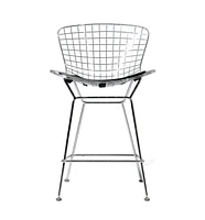 Plata Import - Bertoia Stool  in Chrome and Black with  Cushion Seat