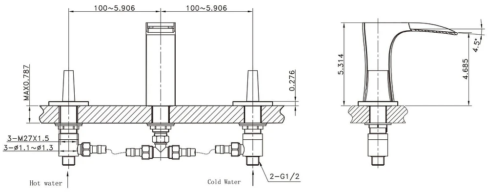 in. W Wall Mount White Bathroom Vessel Sink Set For 3H8-in. Center Faucet AI