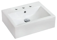 in. W Wall Mount White Bathroom Vessel Sink Set For 3H8-in. Center Faucet AI